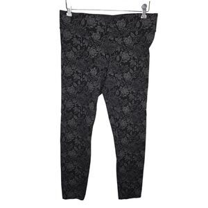 LOFT Outlet Floral Leggings NWOT Medium Gray Black Botanical High Rise Stretch